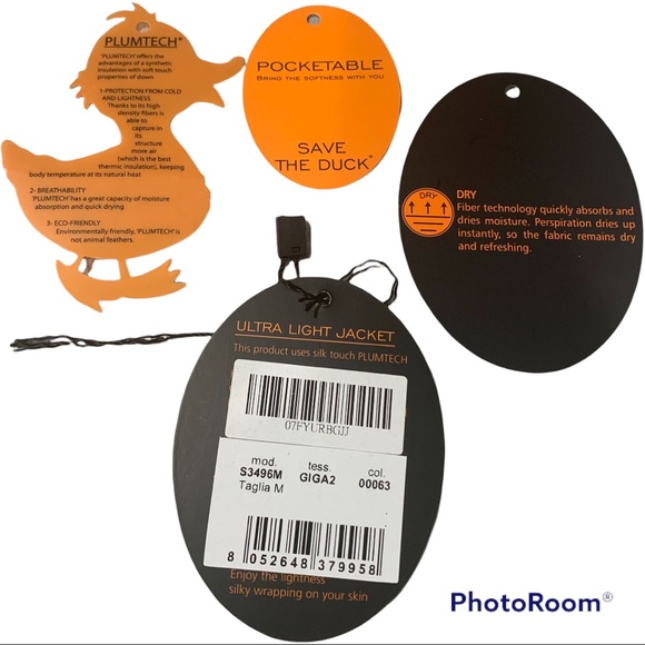 Save The Duck lightweight packable hooded jacket quilted / knit sleeve blues M - Picture 8 of 8